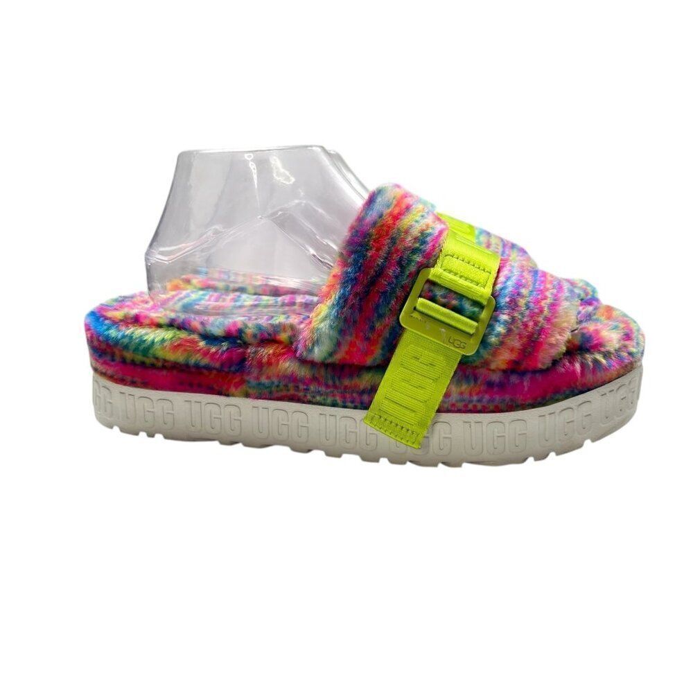 UGG Fluffita Pixelate Sherpa Platform Sandal Size 10